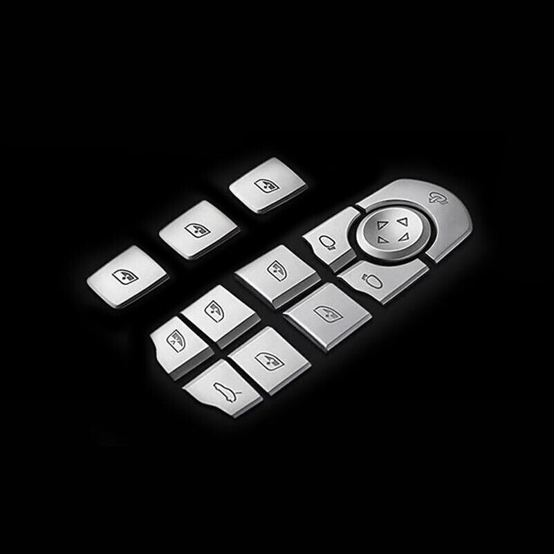 13X Silver Window Lifting Button Decal Cover Trim for Porsche for Cayenne 2011-2017