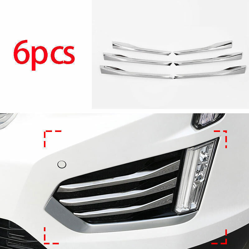 For 2017-2024 for Cadillac XT5 ABS Chrome Front Bumper Fog Light Lamp Strip Trim 6P