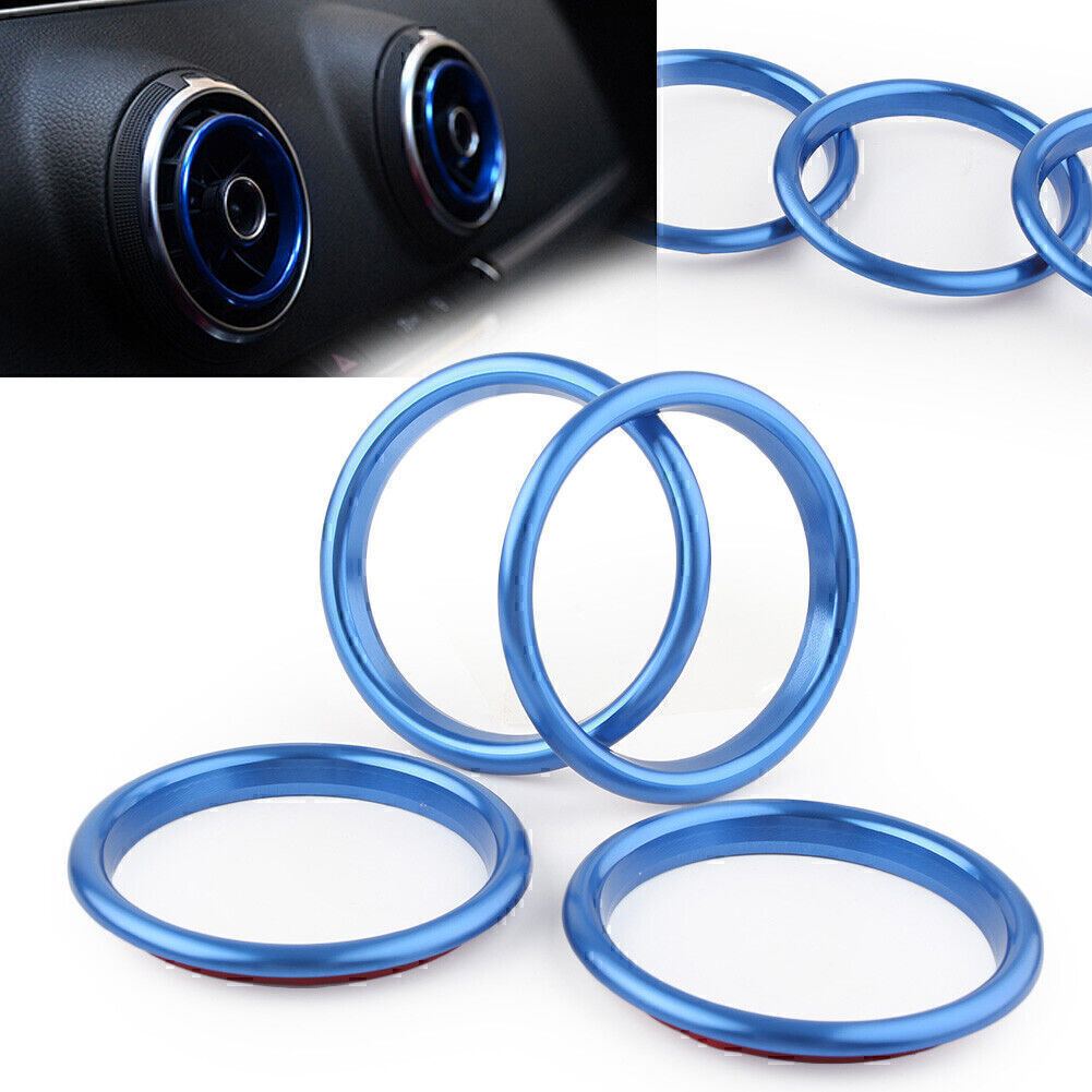 4x Interior Blue Air Vent Outlet Ring Cover Trim fit for Audi A3 8V 2012 - 2019 Blue