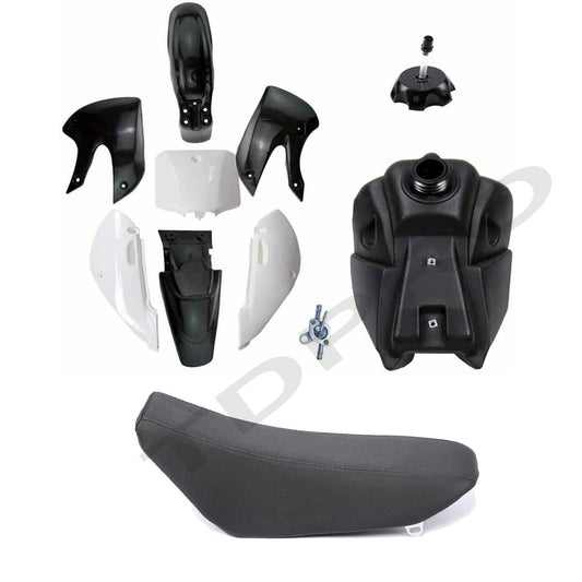 PLASTICS Mudguard Kit, for Seat Fuel Tank Cap for Kawasaki KX65, KLX110, DRZ110 Pit Bikes