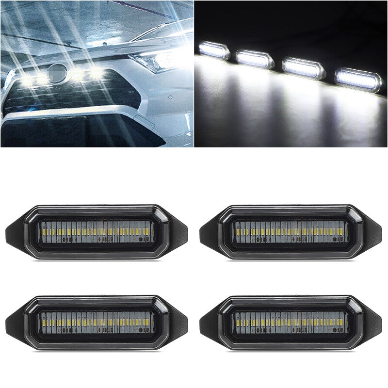 4Pcs Front Grille Smoke Lens White LED Grill Light Kit for Toyota RAV4 2019-2022