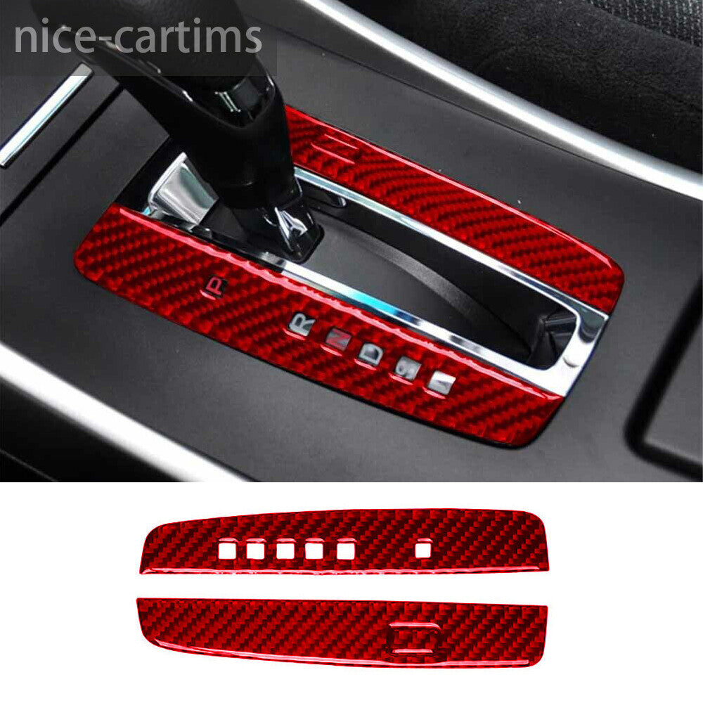 Red Carbon Fiber Inner Gear Shift Indication Panel Trim for Honda Accord 2013-17