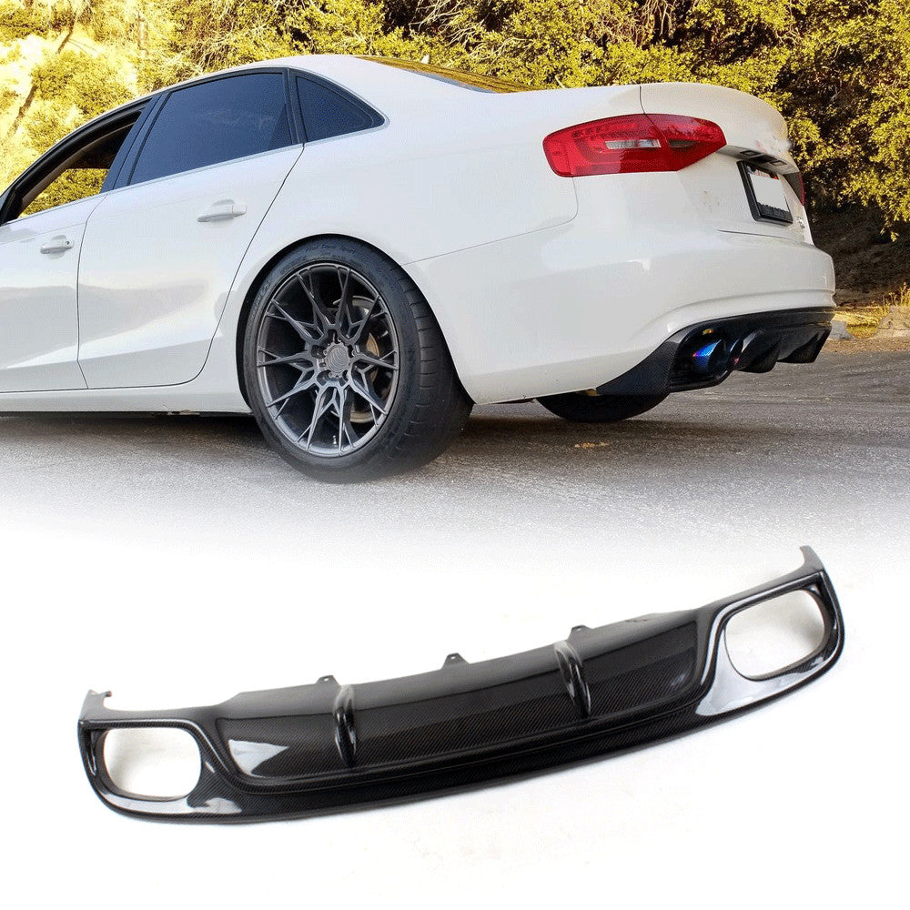 Carbon Fiber Rear Bumper Lip Diffuser Spoiler Fit for Audi A4 B9 Sedan Non-Sline