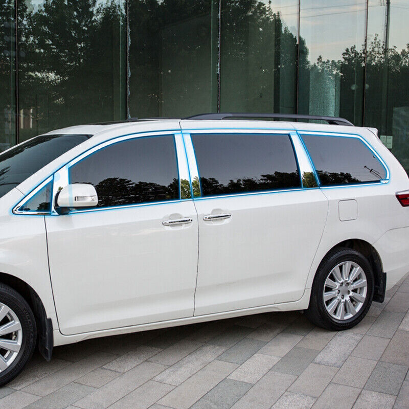 Silver Steel Window Molding W/pillars Post Cover Trim for Toyota for Sienna 11-2020