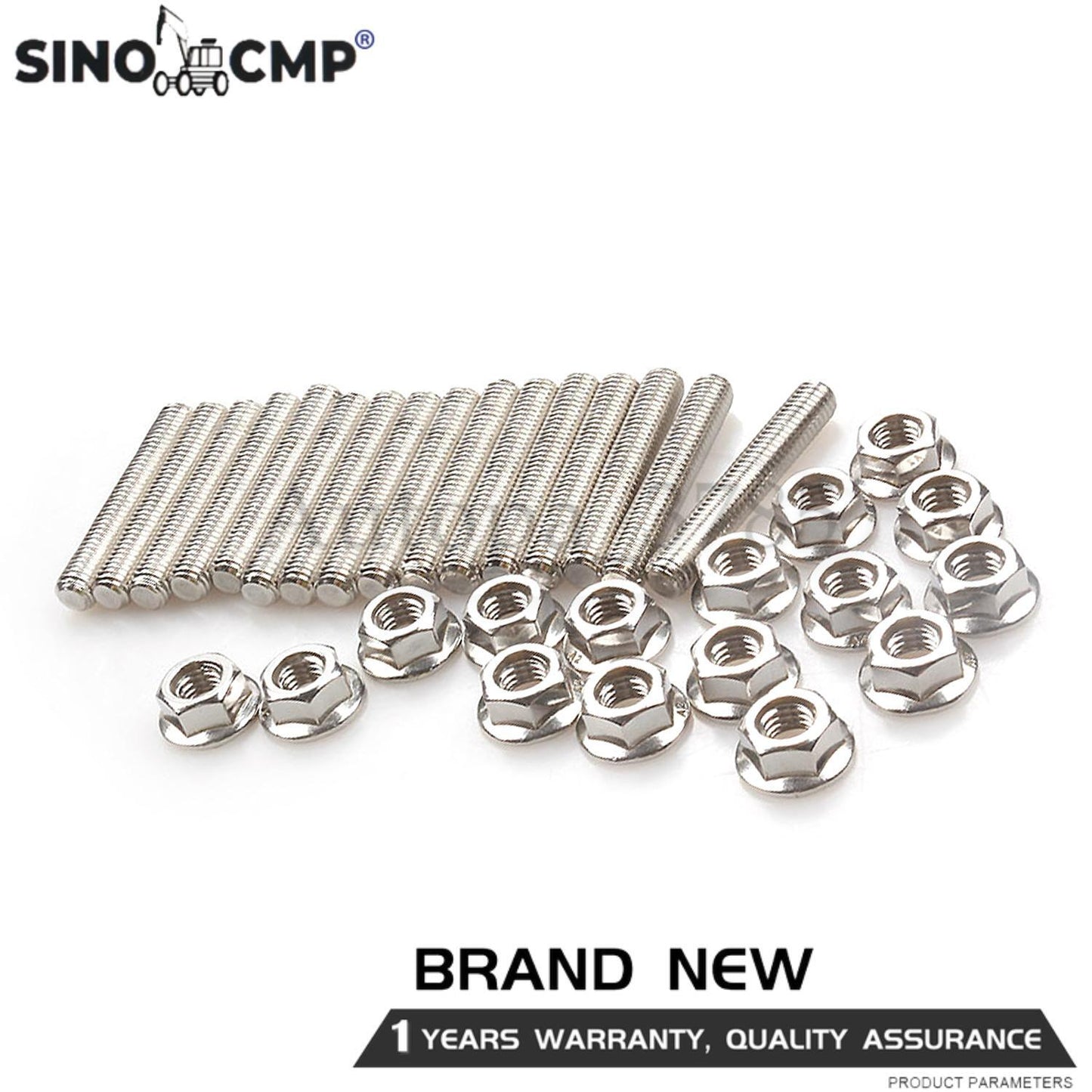 16pcs Stainless Steel Exhaust Manifold Stud Nuts Kit for Ford 4.6 5.4 Liter V8