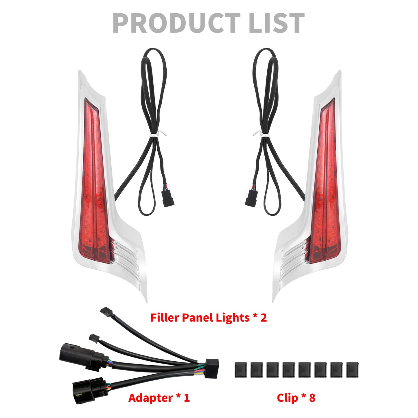Chrome Rear Fender Turn Singal Red LED Light w/Red Lens for Harley Touring 14-23