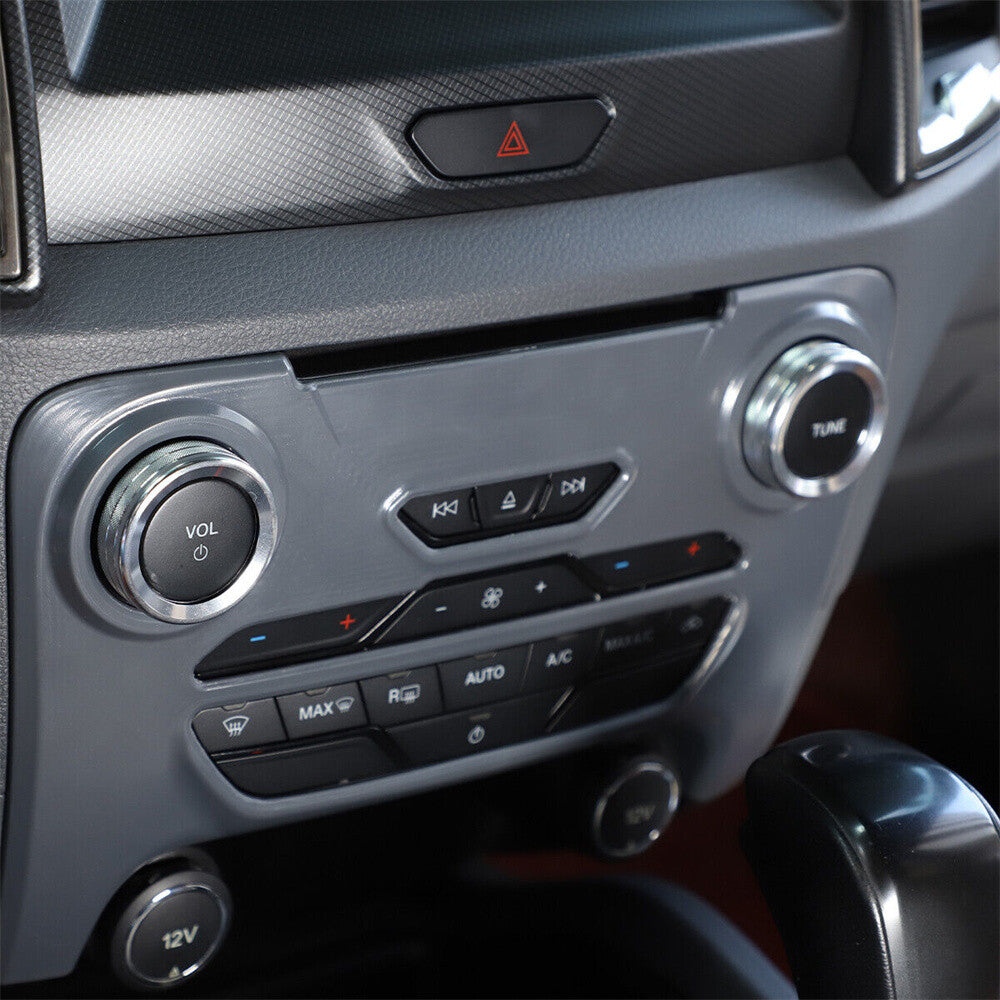 2¡ÁAlloy Silver Volume Media Knob Ring Trim for Ford Ranger 2015-2018 Accessories
