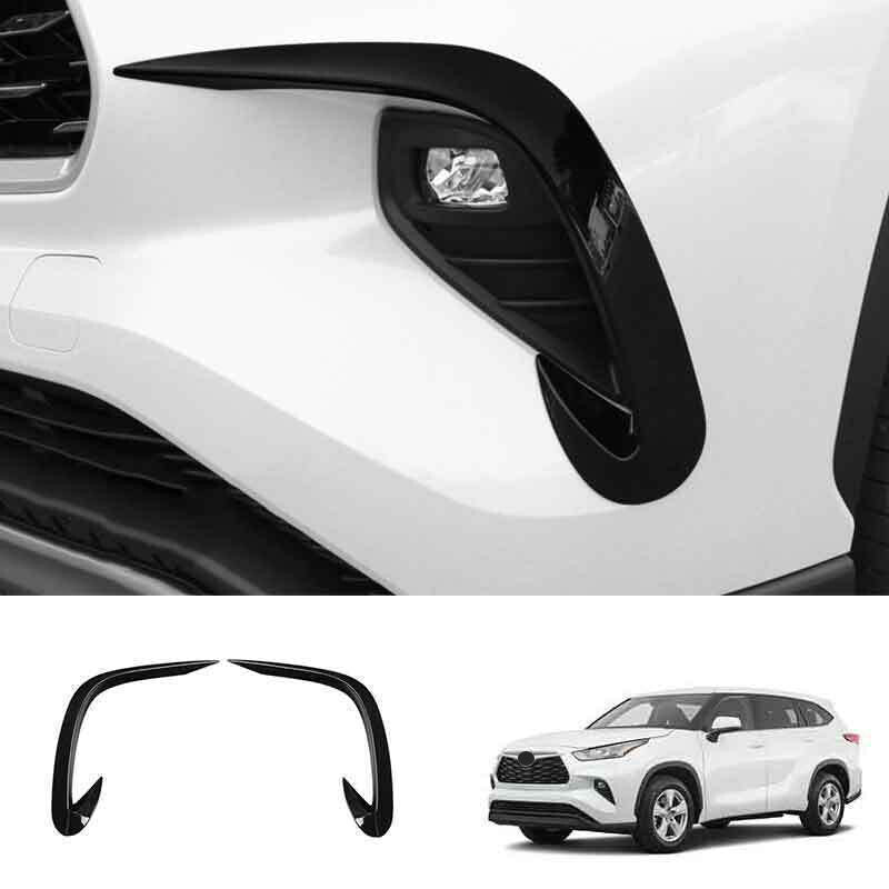 for Toyota Highlander 2020-2023 Piano Black ABS Front Fog Lamp Light Strip Trim
