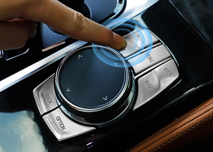 Console Multimedia Button Cover Trim Silver ABS for BMW 5 Series G30 2018-2022