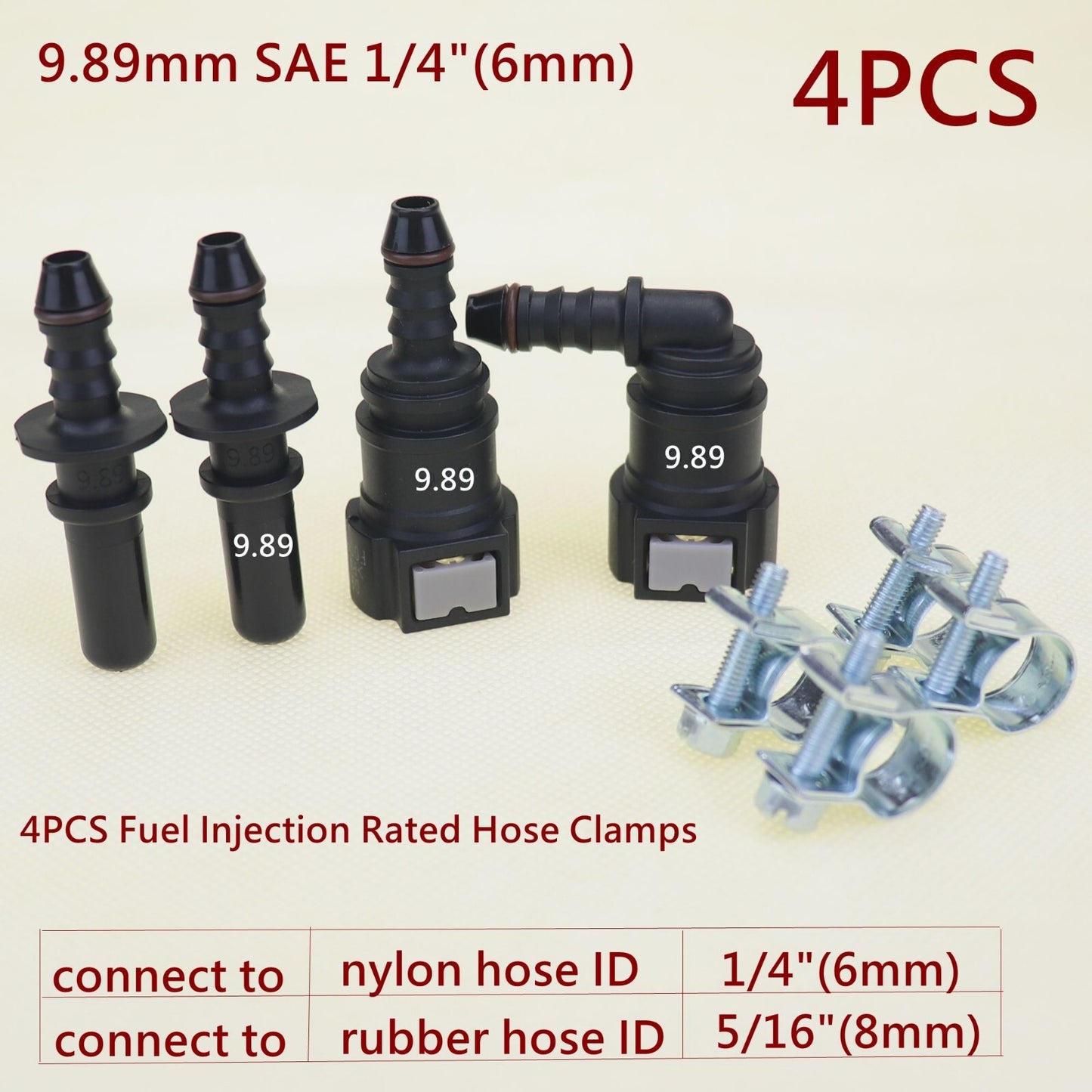 NEW 2 pairs Nylon Fuel Line Quick Connect Release Hose 9.89mm SAE 1/4 6mm