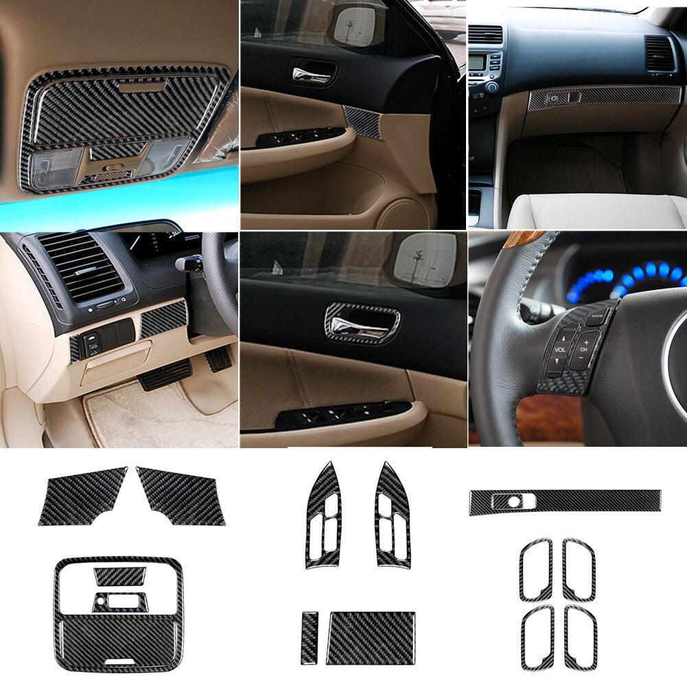 16Pcs Interior Decor Set Cover Trim Carbon Fiber for Honda Accord SEDAN 2003-007
