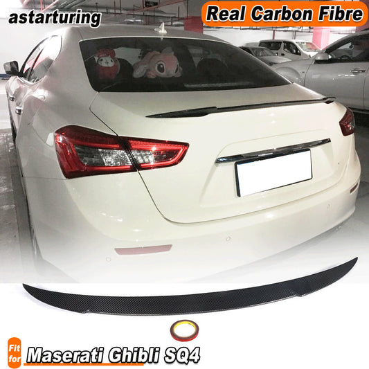 for Maserati Ghibli SQ4 14-20 REAL Carbon Rear Trunk Boot Spoiler Tail Wing Lip