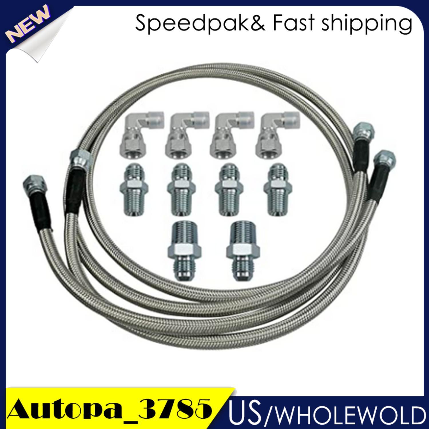 SS Braided Transmission Cooler Hose lines Fittings 700R4 TH350 TH400 52 Length