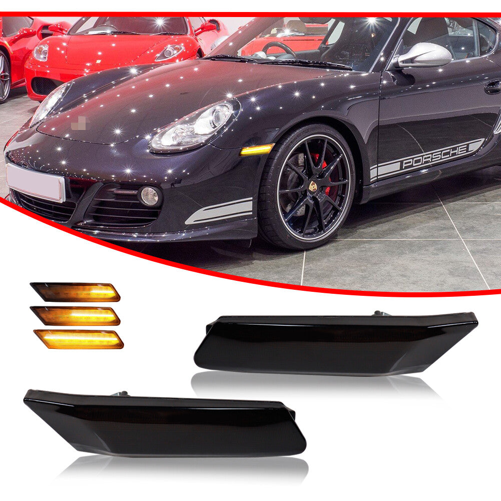Two dynamic/sequential LED front marker lights are available for 05-12 for Porsche 997, 987, and 987C models.