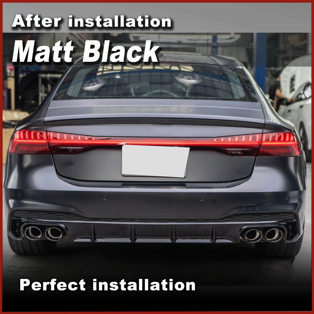 for Audi A7 Quattro Sportback 2019-2020 Rear Bumper Diffuser Lip W/Exhaust Tips