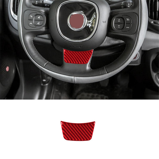 Red Carbon Fiber Interior Steering Wheel Chin Cover Trim for Fiat 500L 2014-2017