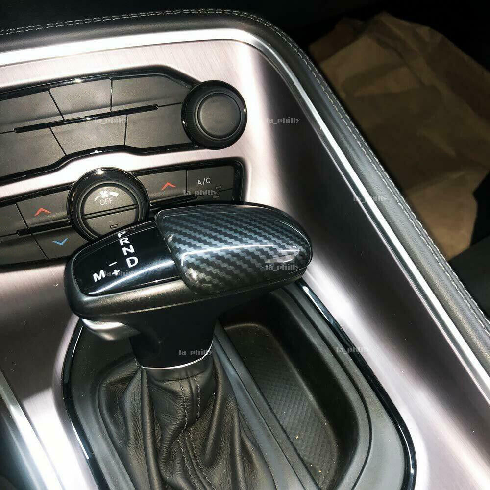 Gear Shift Knob Cover Trim ABS Carbon Fiber for Dodge for Challenger for Charger 2015-19