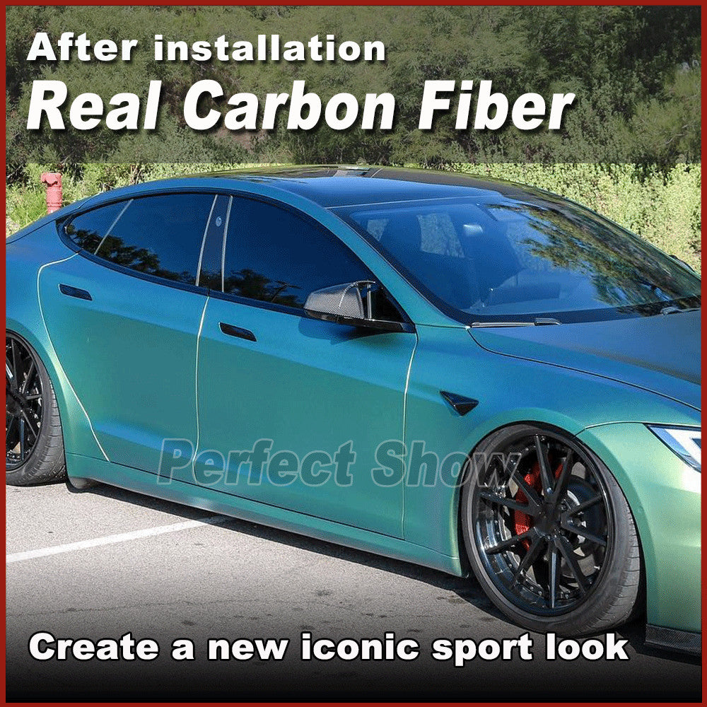 for Tesla for Model S Plaid 2021-2023 DRY CARBON FIBER Side Wing Mirror Cover Caps