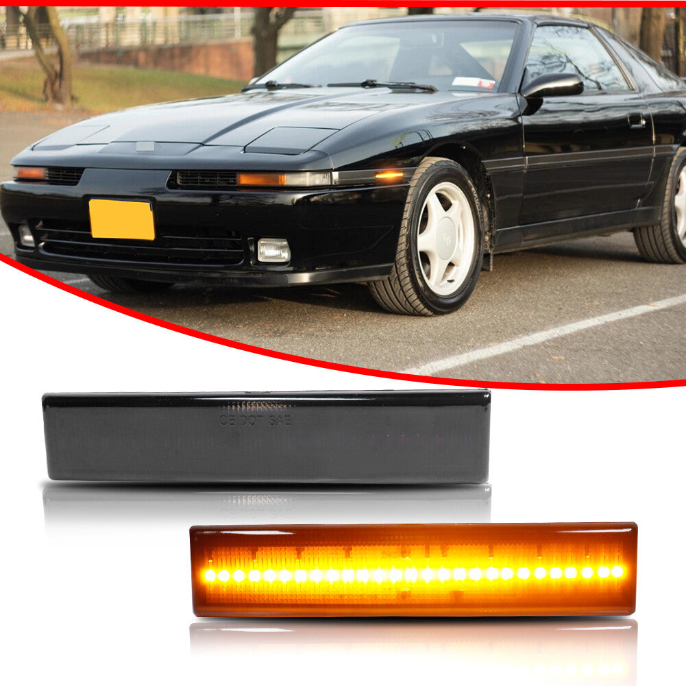 Suitable for 87-92 for Toyota Supra and 86-89 Celica Smoked Amber Front Side Marker Parking Lights