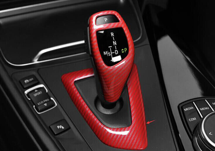 for BMW 5 Series 11-16 ABS Red Carbon Fiber Middle Console Gear Shift Frame Trim