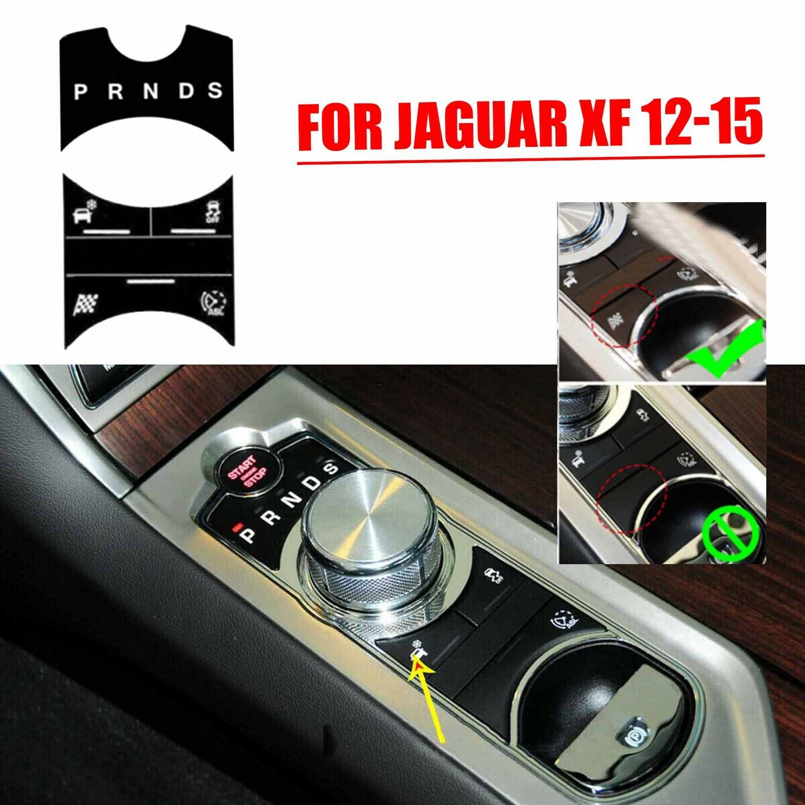 7PCS Alloy Central Control Gear Button Decoration Sticker for Jaguar XF 12-15 AT
