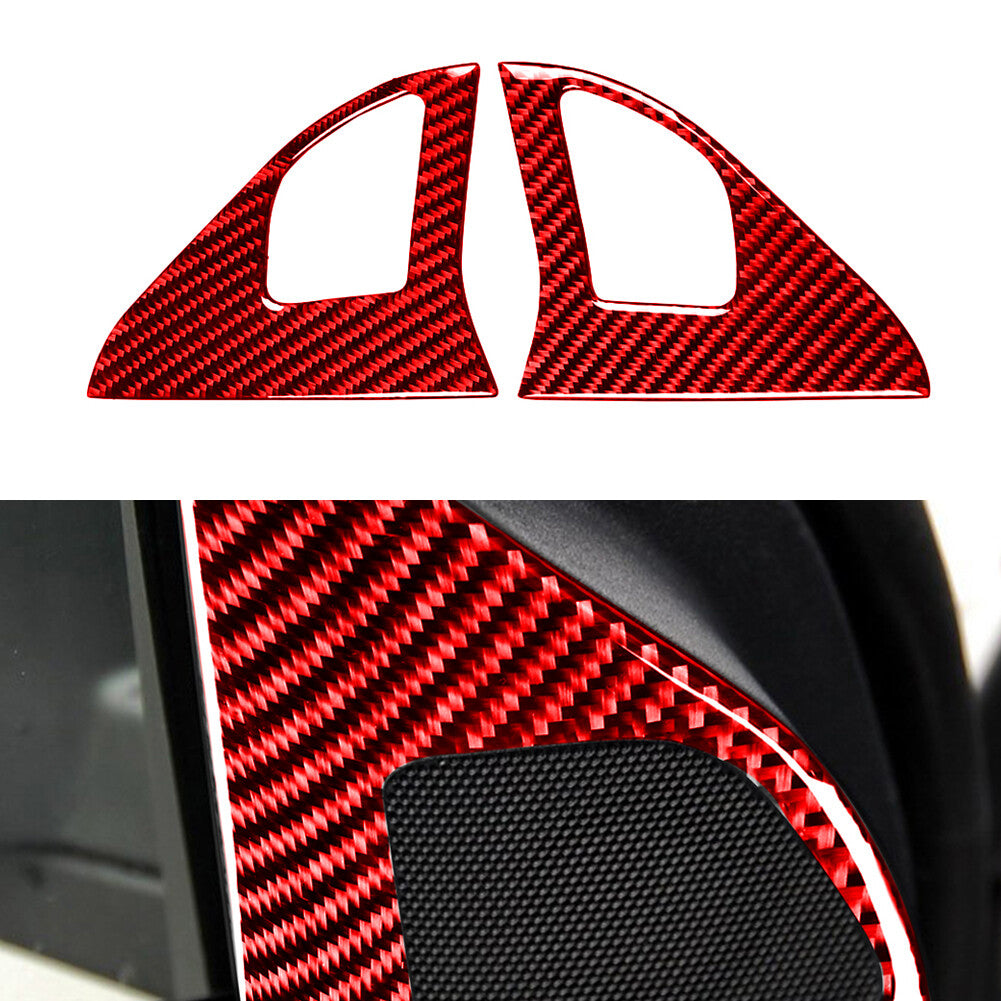 2Pcs Red Carbon Fiber Loudspeaker Cover for Mitsubishi Lancer 2008-2015 Type A