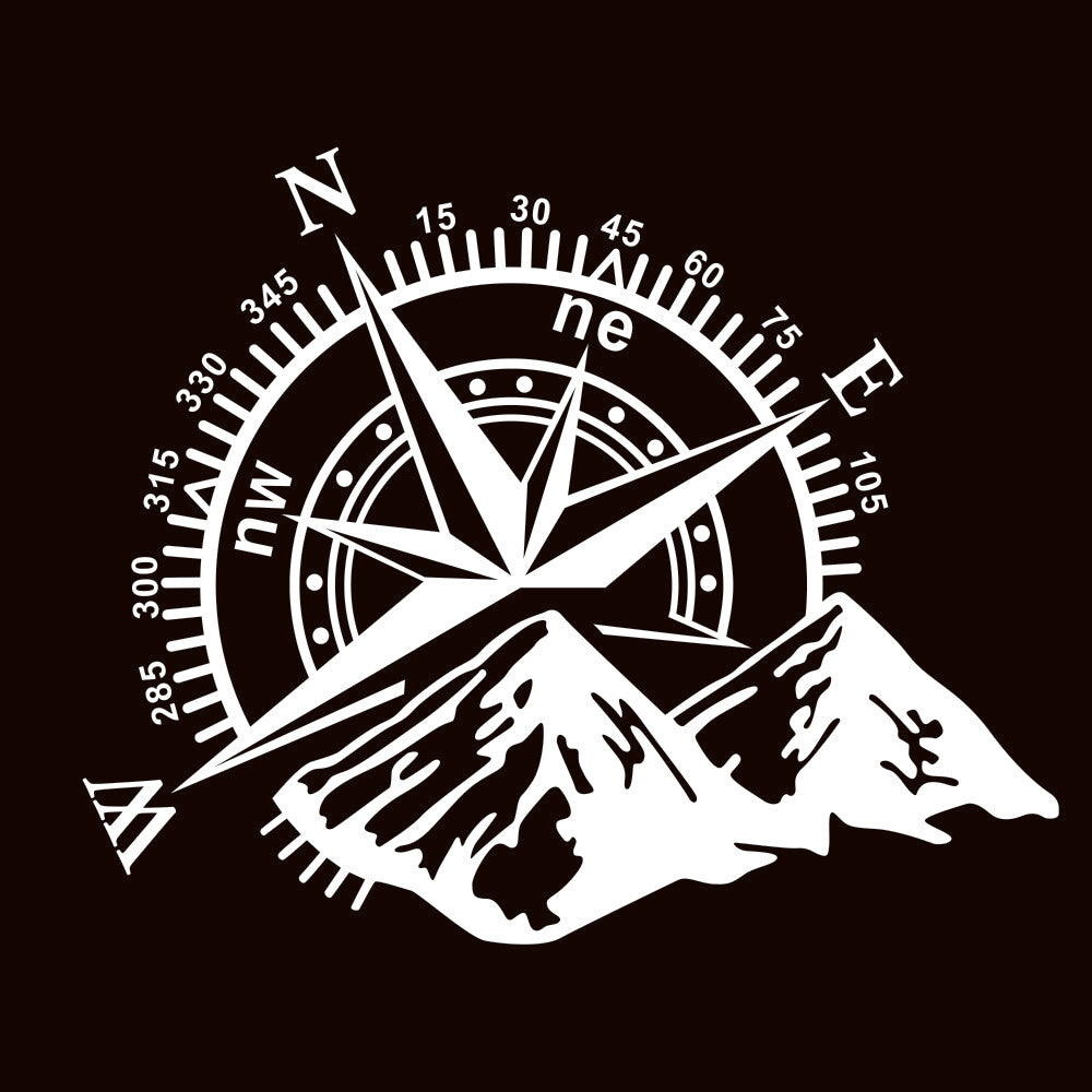Car Decal Vinyl Sticker Travel Compass Mountains Decoration For Camper RV Truck