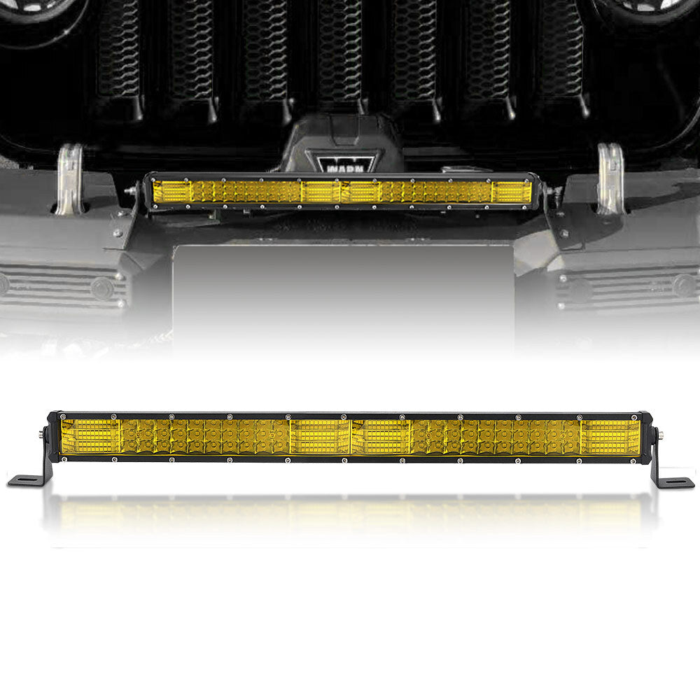 20 Yellow LED Light Bar Tri-Row Spot Flood Combo Work UTE Truck SUV ATV 4WD