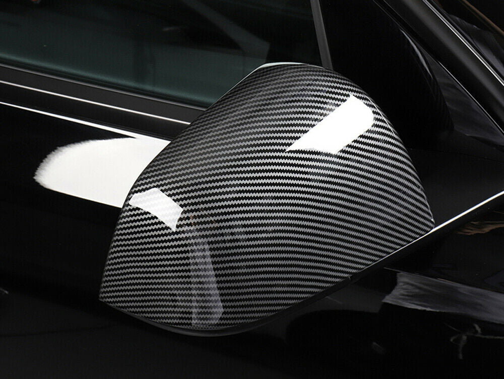 Carbon Fiber Side Rearview Mirror Caps Cover trim 2x for Tesla for Model Y 2020-2023