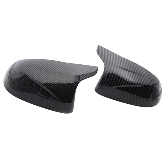 Carbon fiber side mirror protectors, Model M, suitable for BMW X3, F25, X5, F15, X6, and F16 (2014-2018).