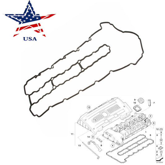 Engine Valve Cover Gasket 07-13 for BMW E90-E93 335i 535i 335xi 3.0L 11127565286