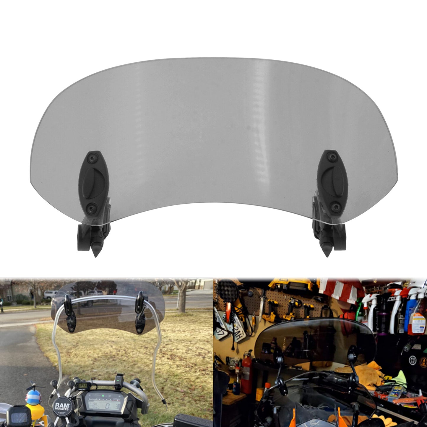 Universal Motorcycle Clip On Windshield Extension Spoiler Wind Screen Deflector