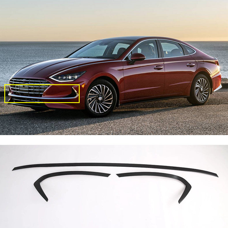 for Hyundai Sonata 2020-2023 Carbon Fiber Front Bumper Strip Guard cover Trim