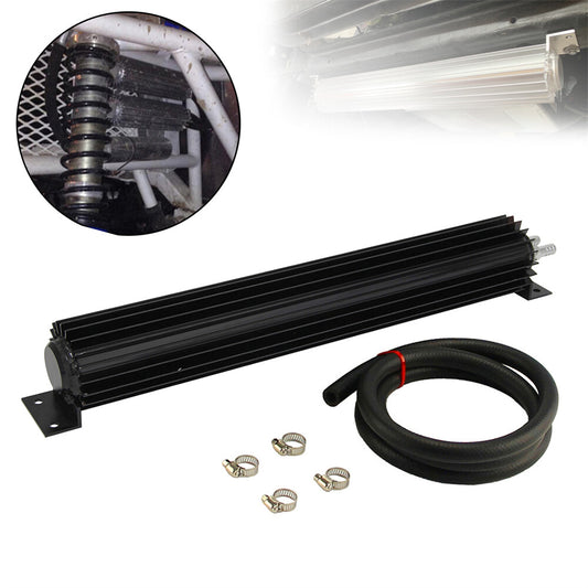 Universal 18'' Aluminum Dual Pass Finned Transmission Oil Cooler Kit Black