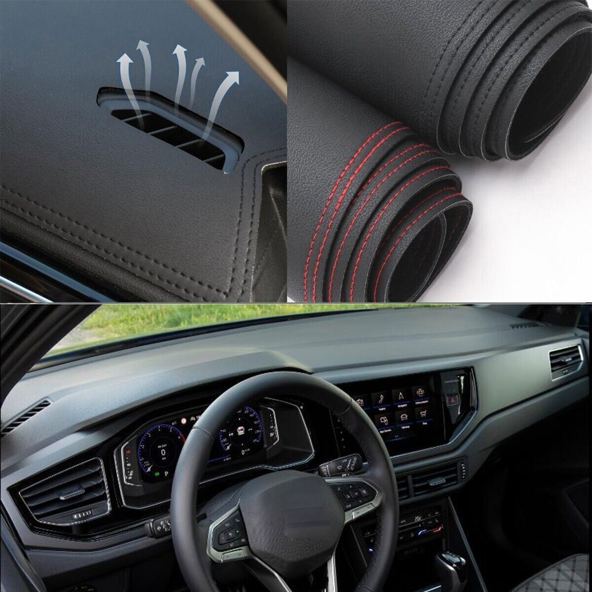 1PCS PU leather Dashboard Dash Mat Non-slip DashMat Sun Shade Pad For Polo 2022+