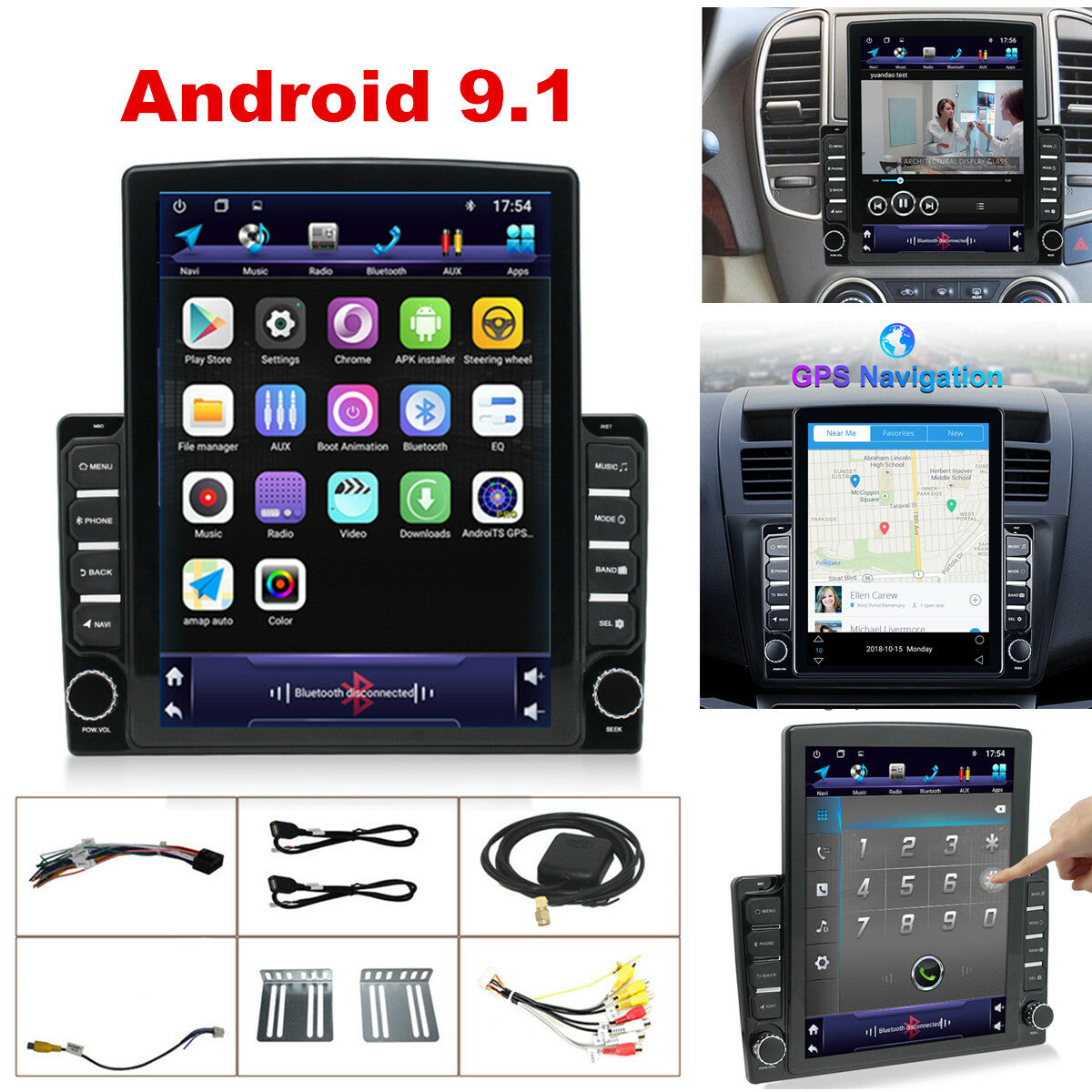 Car WiFi Multimedia Radio 9.7IN Android 9.1 GPS Navi Stereo Player Navigation