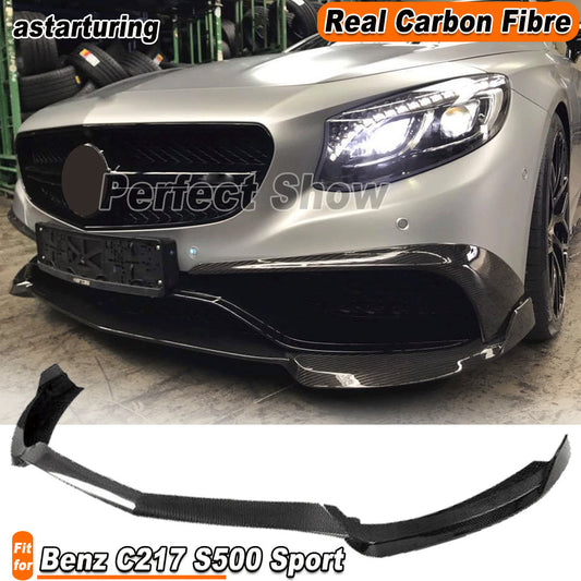 Fit for Benz C217 S500 Sport 14-17 Real Carbon Front Bumper Lip Spoiler Splitter