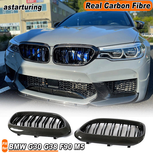 Carbon Front Bumper Grille Grill Dual Line Fit for BMW G30 G38 F90 M5 530i 540i