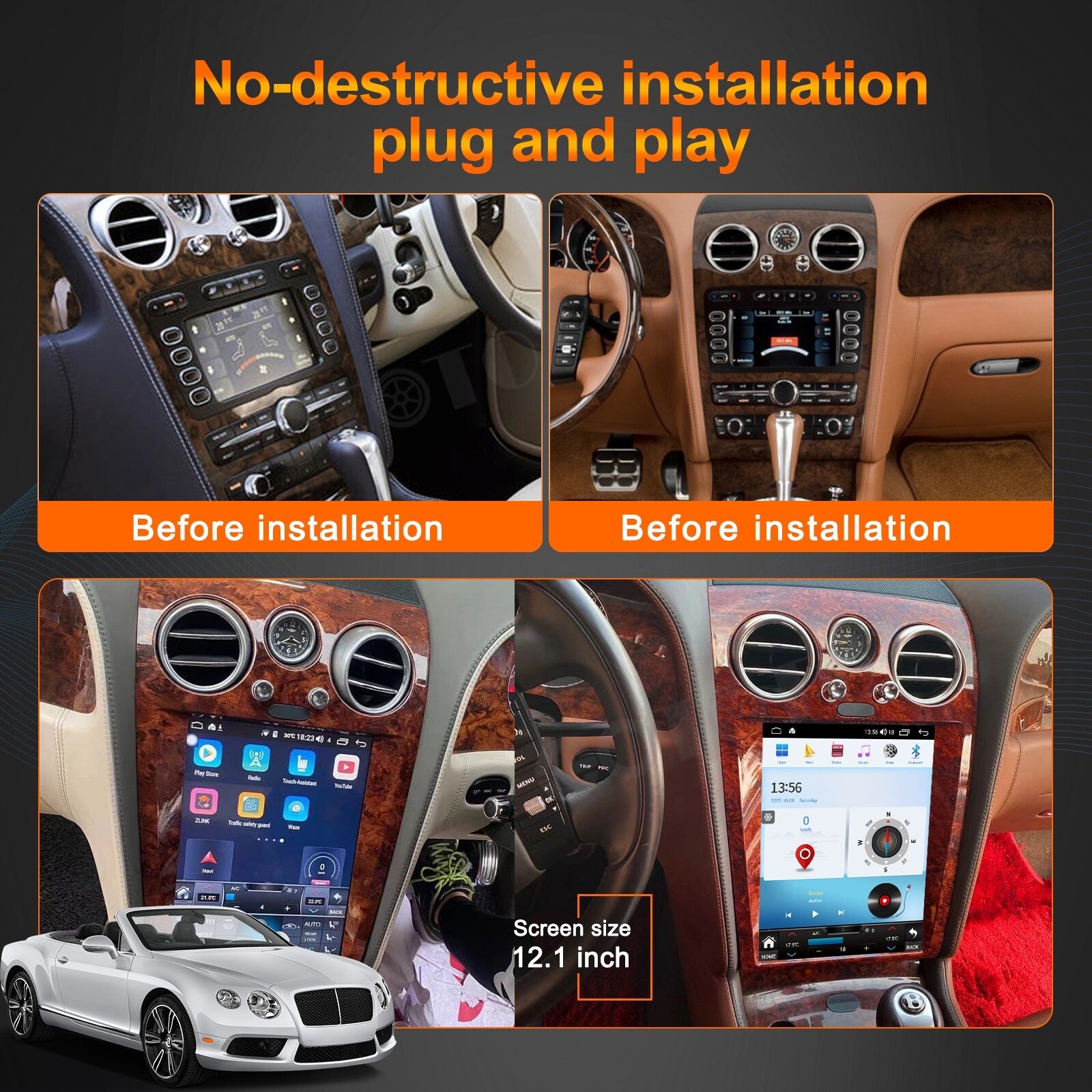 for Bentley GT 2004-2011 for Tesla Car Radio 2Din Stereo Receiver 128GB