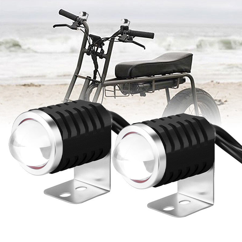 2X Motorcycle LED Driving Fog Spot Light White Amber Projector Lamp Headlight