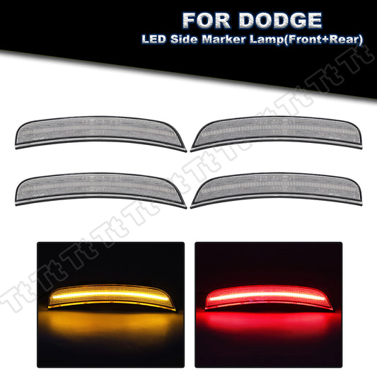 4-piece front and rear bumper amber and red LED side marker lights for 2013-2017 for Dodge Viper