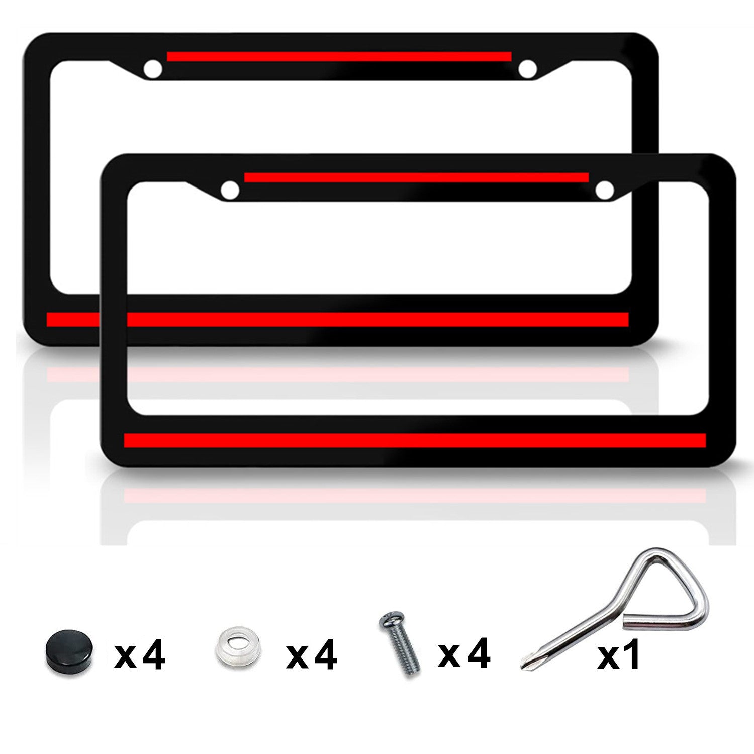 Metal Red Line Car SUV License Plate Frame Cover Black for Chevrolet Accessories