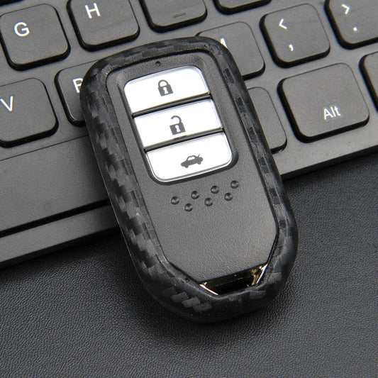 for Honda for Civic /Accord/HR-V/CR-V Silicone Carbon Fiber Car for Smart Key Case Cover