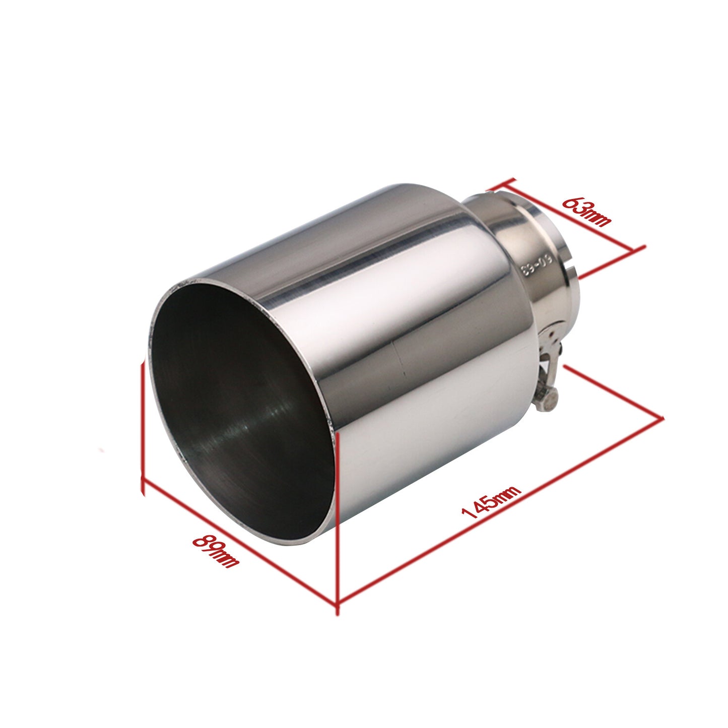 1PC Universal 2.5'' Inlet 3.5'' OD Exhaust End Tips Clamp-on Pipe Tip 145mm