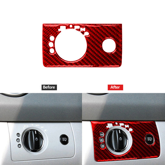Red Carbon Fiber Headlight Control Type A Cover Trim for Mercedes Benz M-class