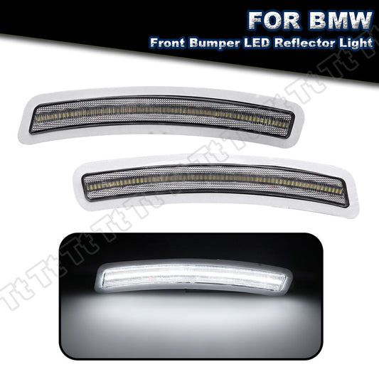 White LED front bumper reflectors for 2019-2023 for BMW 3 Series G20 Sedan.