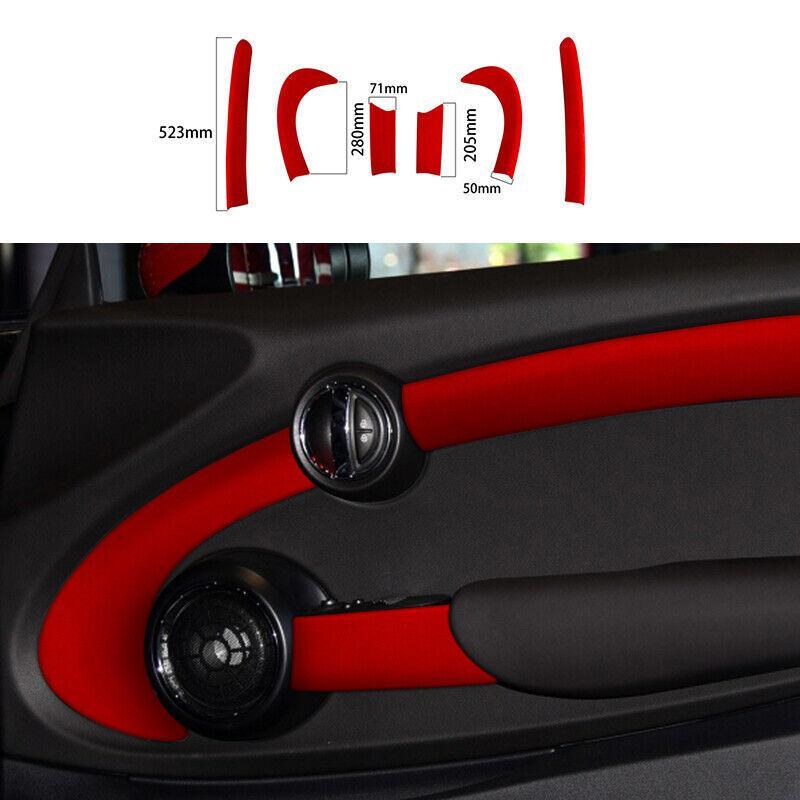 for Mini Cooper F56 2014-2019 2020 Red Suede Inner Door Panel Cover Trim 6PCS