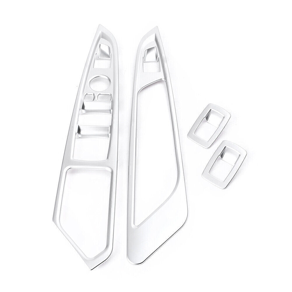 Matt Door Window Lift Switch Silver Cover Trim Fit for BMW X5 F15 X6 F16 2015