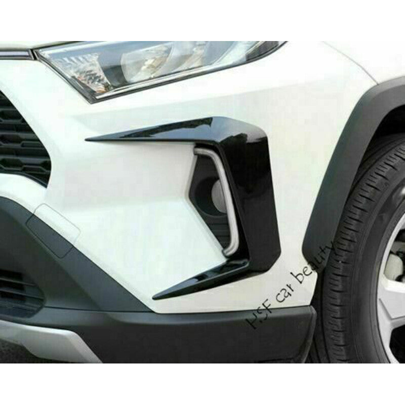 Bright Black Front Fog Light Lamp Eyebrow Cover Trim for TOYOTA RAV4 2019-2023