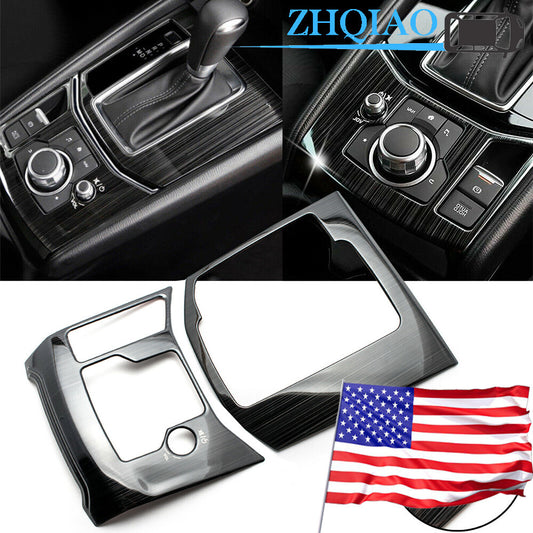 for Mazda CX-5 2017-2021 Gear Shift Console Panel Frame Cover Trim Black Titaniu